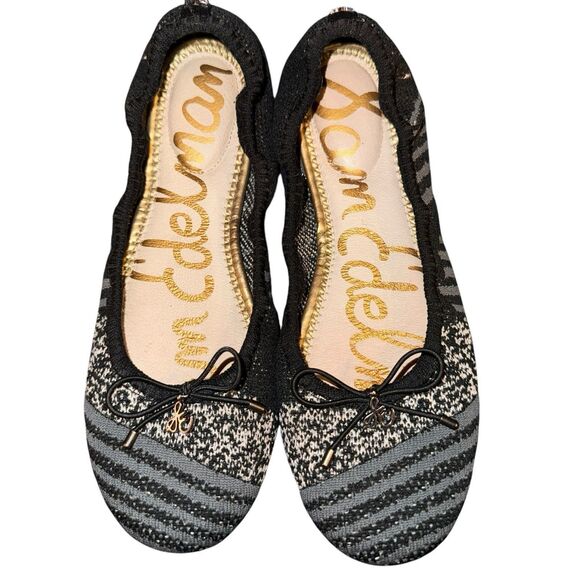 Sam Edelman Women's Felicia Ballet Flat Tweed Black, Gray, Striped Size 6 - Picture 1 of 9